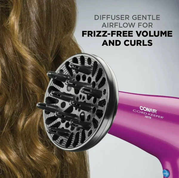 Blow Dryer w/ Retractable Cord, Pro 1875W, Rosy
